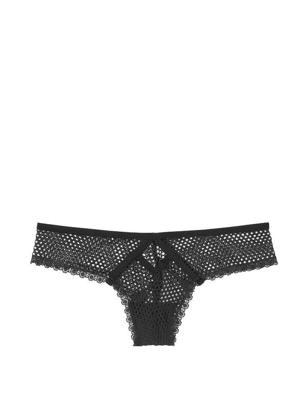 (in Stock) Black Fishnet Hollow-Out Half-Coverage Panties (Three Pieces with Free Shipping)