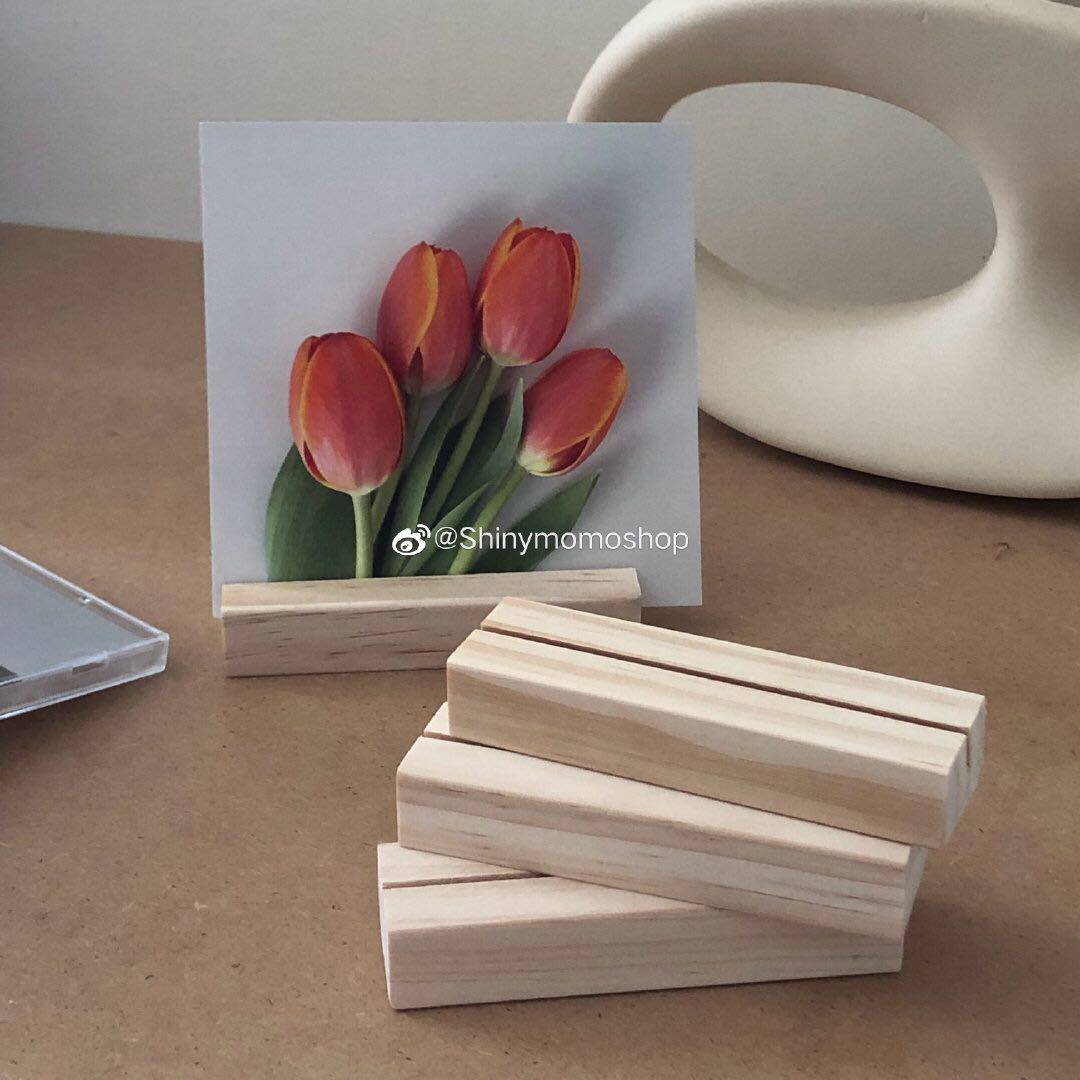 ins swing piece minimalist wood block card base postcard business card holder decoration shooting props