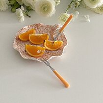 Shinymomo Korean style plastic handle golden fruit fork ins style