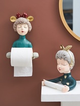 Nordic bubble girl toilet decorative tissue box toilet roll paper tube wall hanger creative pumping box-free punching box