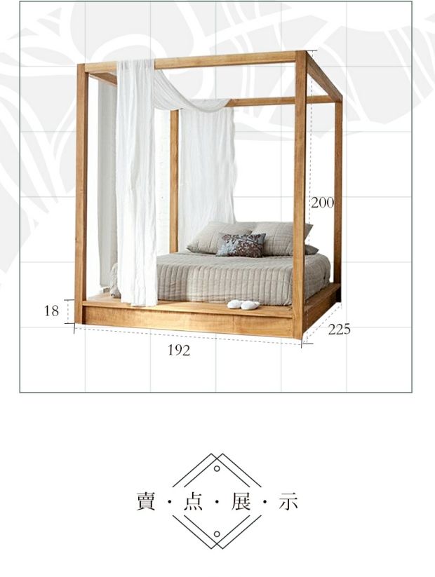 giường gỗ bốn cột giường đôi giường tán Bắc Âu 1,8 m 2 m tùy chỉnh giường đôi - Giường giường ngủ gỗ xoan đào