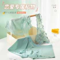 Sexy Ice Silk Scarless Couples Underwear Sweet Lace Seductive Men And Women Briefs Suit Cute Summer Couple Underwear