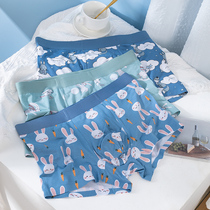 Cartoon Printed Mens Four Corner Pants Modale Cotton Middle Waist Mens Flat Corner Pants Personality Trend Student Shorts Summer Thin