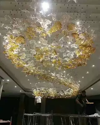 Custom Hotel Villa clubhouse lobby Maple Leaf Chandelier simple glass sample house display center sand table bar banquet hall lights