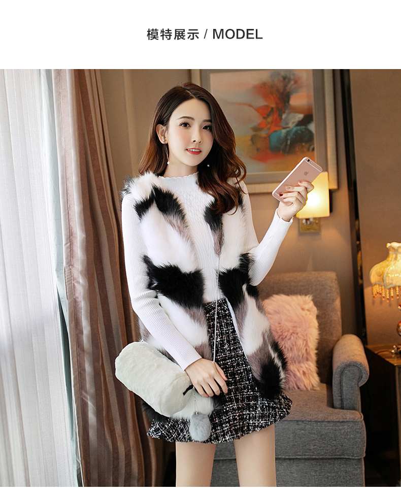 ATAR2018 mùa thu và mùa đông mới giả lông cáo lông dài phần mỏng mỏng vest vest khâu lông áo lông thỏ cao cấp