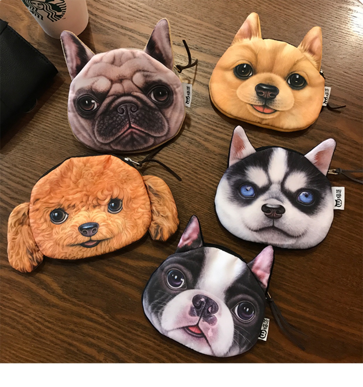 Cat Fan Bản gốc Dog Coin Purse Nữ Mini Dễ thương Sinh viên Hàn Quốc Vải Hand Lấy Coin Bag Gói thẻ ví đựng thẻ