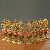 Eight auspicious ornaments tantric eight holy auspicious Nepal craft plating gilt for Buddha hand-painted auspicious eight treasures