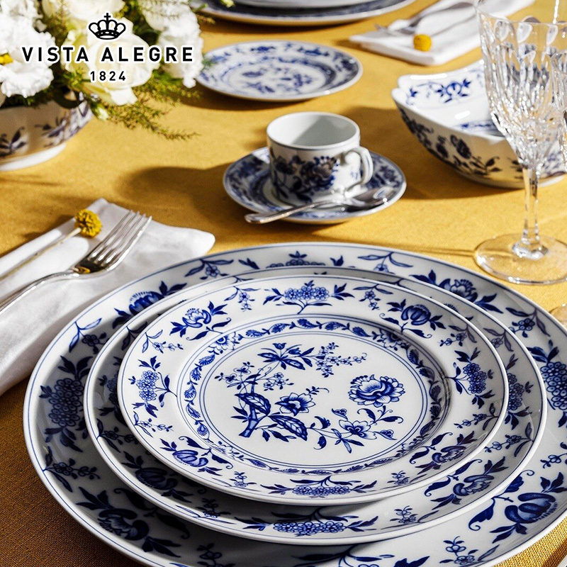 Vista Alegre Portuguese Hand-Painted Tableware Margao Series Ceramic Dinner Plates Coffee Cups and Saucers