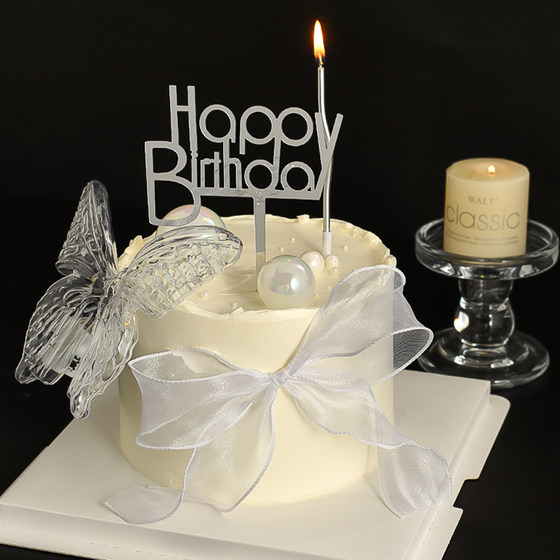인터넷 연예인 여신 요정 생일 케이크 장식 빛나는 나비 조명 장식품 다이아몬드 생일 축하 드레스 플러그인