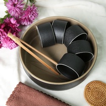 Black pottery tea wash large ceramic tea bowl kung fu tea set accessories tea ceremony
