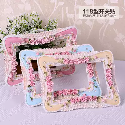 120 type switch stickers European style pastoral resin socket set wedding room wall decoration switch Set 7 5*12