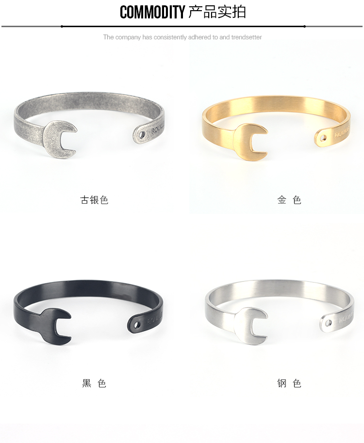 Châu Âu và Mỹ ROUille Vòng đeo tay cờ lê Nam và nữ Sinh viên Cá tính Xu hướng đơn giản Trang sức thời trang phổ biến Vòng đeo tay bằng thép Titan cổ điển vòng tay ngọc trai