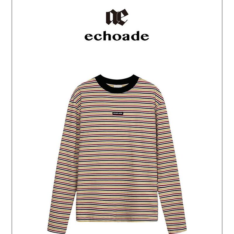 Echoade Classic Small Round Neck Design H-Shaped Contrast Color Striped T-Shirt 26 Spring/Summer Solace Lane Boutique