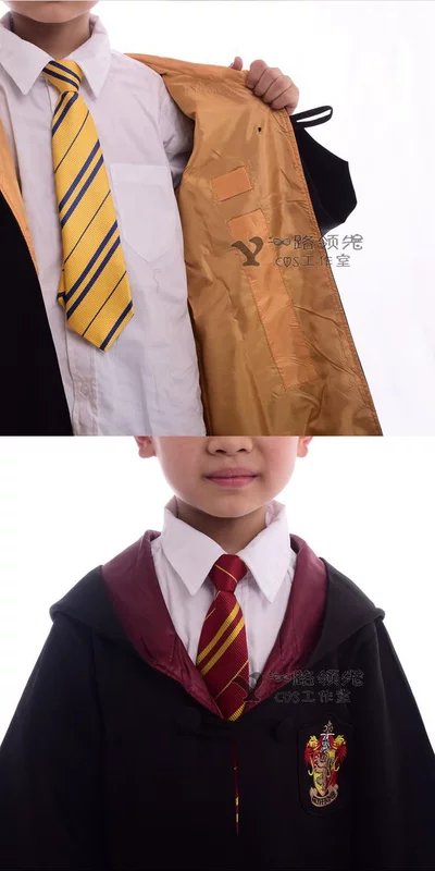 Harry Potter trang phục cosplay Gryffindor áo choàng ma thuật áo choàng đồng phục trường học cape tie trẻ em đầy đủ - Cosplay