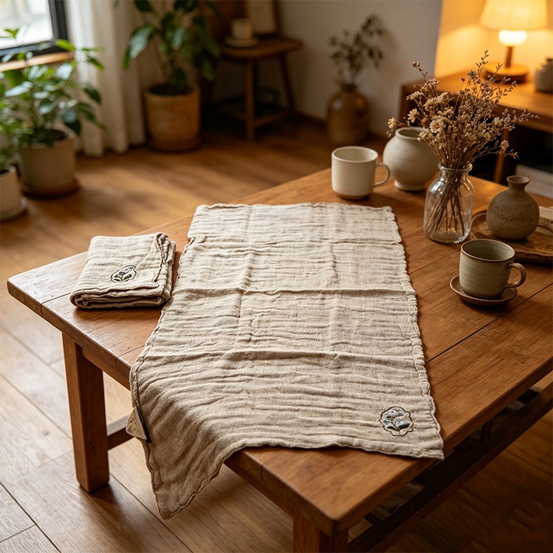 Rain Dew Hemp Towel Embroidered for Face and Body Wash, Universal, Non-Shedding, Thickened Rain Dew Hemp Towel Embroidered for Face and Body Wash, Universal, Non-Shedding, Thickened