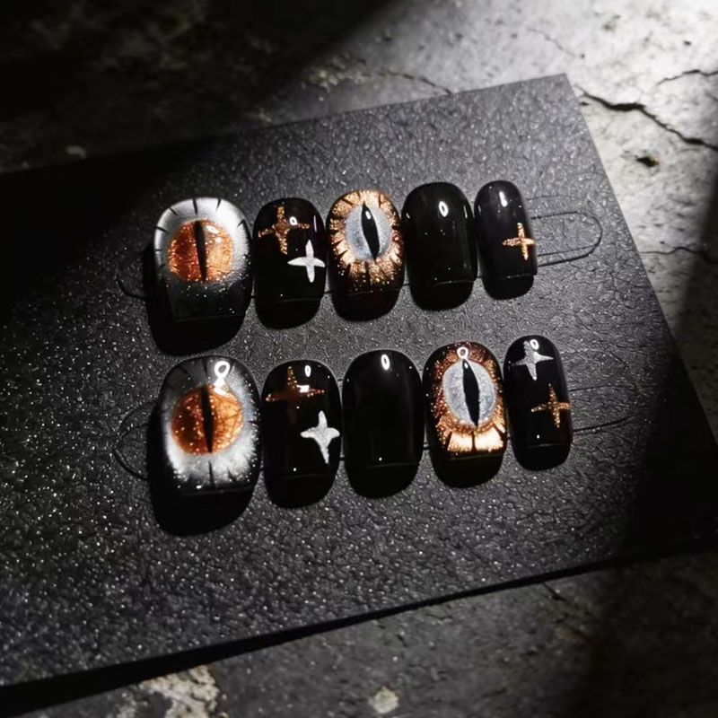 Starburst Alien Eyes Wearable Nails Dark Subculture Cat Eye Niche Personality Sweet Cool Hot Girl Short Style Beanie Nail Stickers