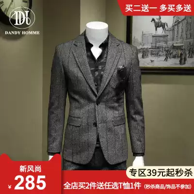 DANDY HOMME wool plaid suit men Korean trend two buckles single West business casual suit jacket