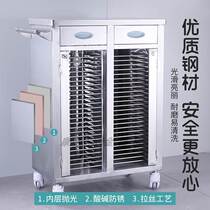 Medical stainless steel medical record car file cabinet thickened medical record cabinet medical record rack case clip car medical record clip car