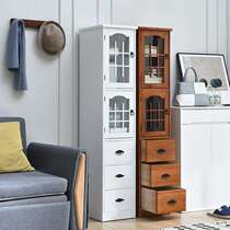 Pure solid wood crevice storage cabinet Drawer-style locker with door Kitchen bedroom crevice locker 25 39cm wide