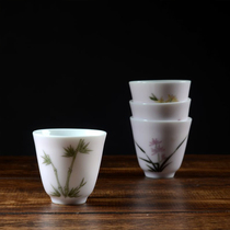 Jingdezhen powder glaze plum orchid bamboo chrysanthemum four gentlemen kung fu tea set Tea Cup ceramic smell Cup Tea Cup