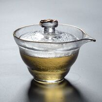 Handmade Japanese high temperature resistant glass one leaf floating cloud hand grip bowl frosted atomized thickened tea bowl