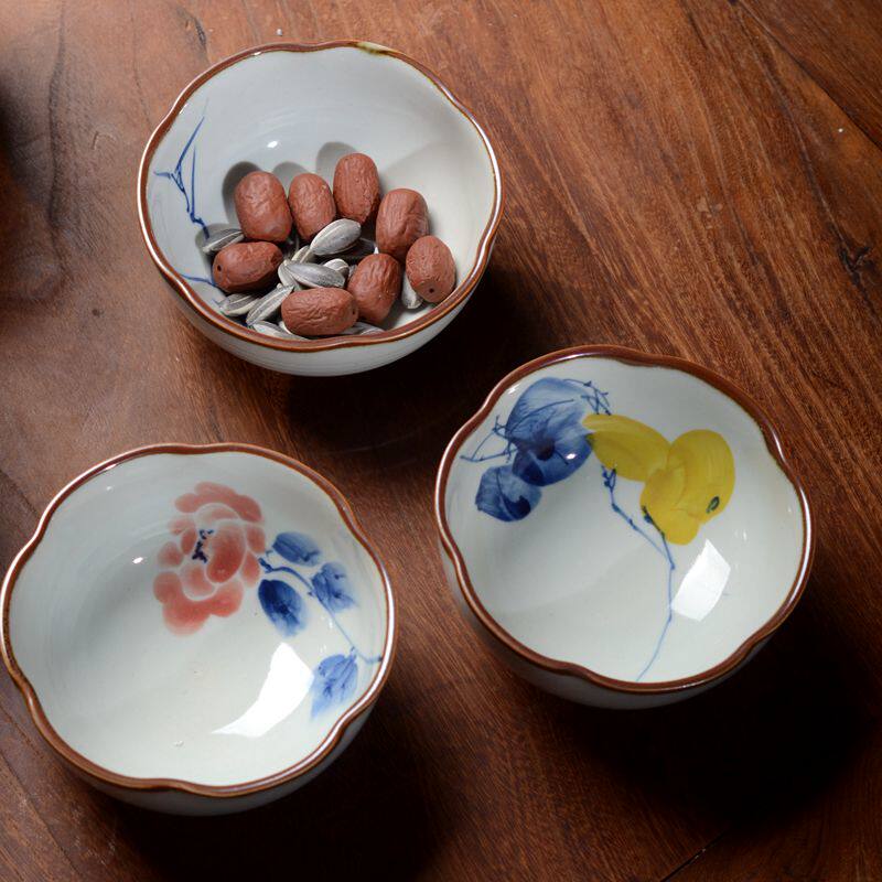 Jingdezhen Hand-painted Green Flowers Five Colorful Ceramic Tea Set Tea Road Accessories Tea Ordering Saucer Dish Snack Tray