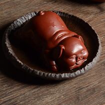Yixing Zisha Zhu Mu Dahongpao Fuqi Pig Zhaocai Sculpture can raise tea set tea pet ornaments