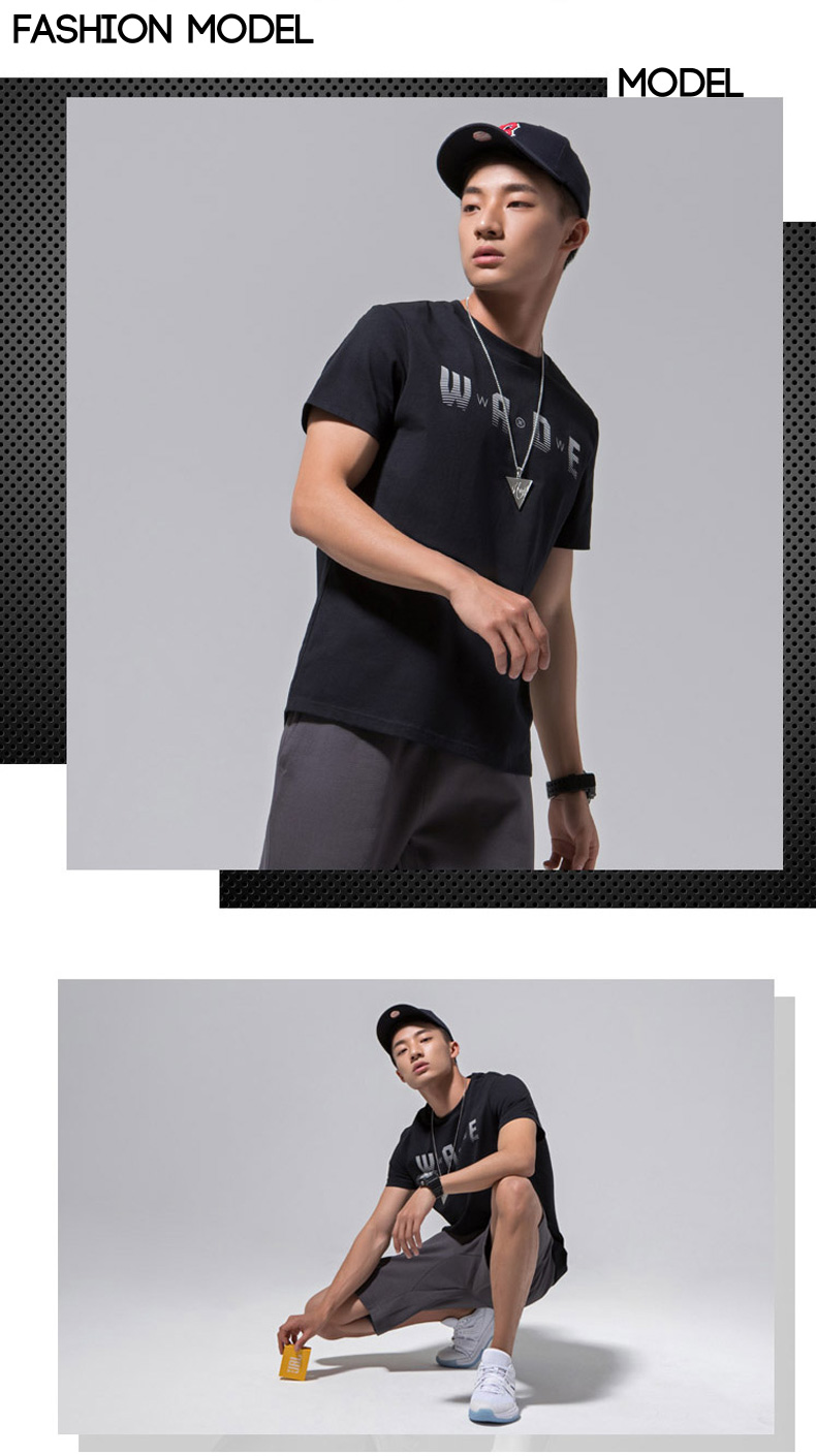 Li Ning Counter Quần áo thể thao nam mùa hè cổ tròn in áo thun thoáng mát mùa hè mát mẻ tay ngắn AHSM357 - Áo phông thể thao áo tank