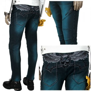 Spot embroidered elastic jeans Korea Made bikegee Harley Indian rider riding pants