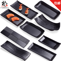 Japanese cuisine imitation porcelain tableware black frosted melamine sushi plate creative hot pot restaurant raw meat barbecue skewers
