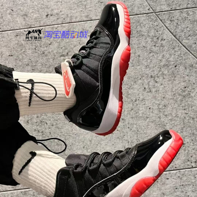 Nike Air Jordan 11 Low Bred 2025 Aj11 Black Red Basketball Shoes Fv5121-006