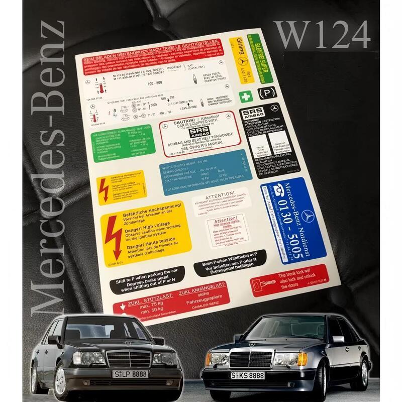 Mercedes-Benz W124 Repair and Refurbishment Engine Compartment Frame Label Stickers