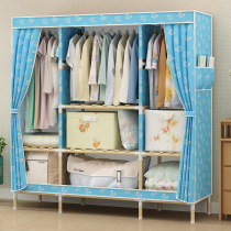 Single simple wardrobe wardrobe storage solid wood assembly fabric folding adult Oxford cloth wardrobe Clothes cabinet