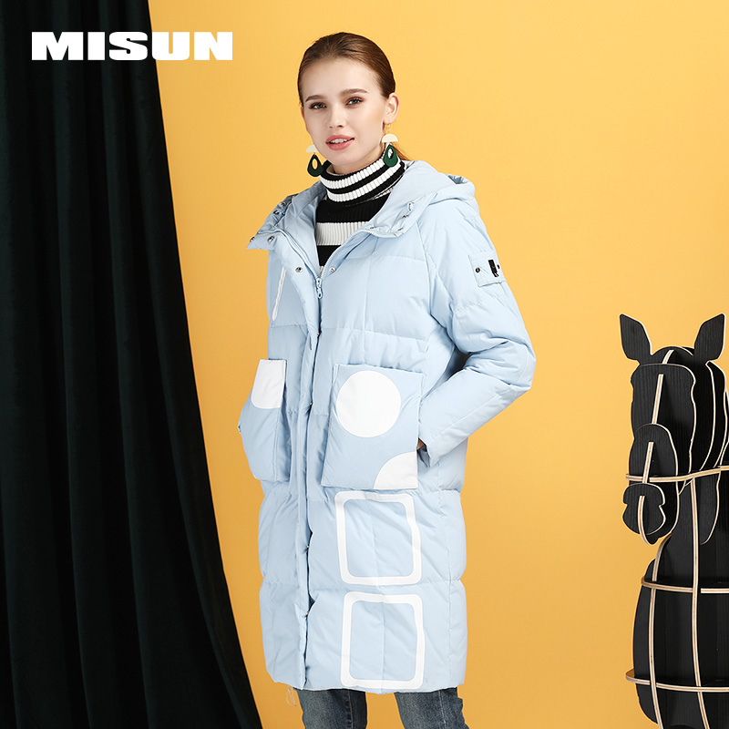 米尚 韩版茧型加厚 500蓬 女式中长款连帽羽绒服 天猫优惠券折后￥299包邮（￥799-500）4色可选