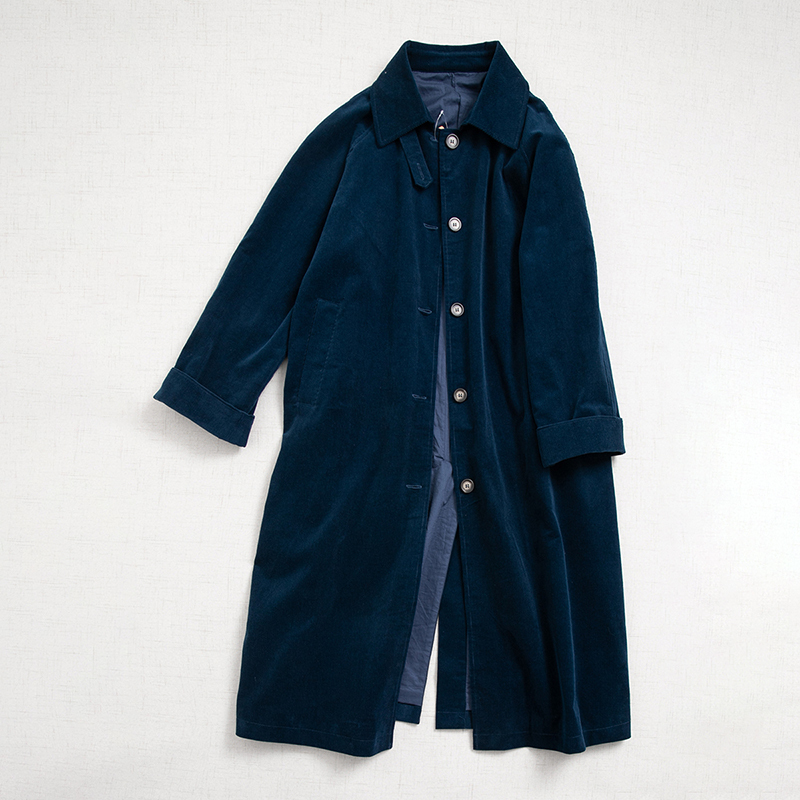 Loose Long Raglan Sleeve Trench Coat Washed Pure Cotton Corduroy Coat Japanese Style Women's Autumn and Winter Plus Size 22925