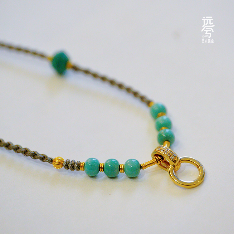 【Handmade Universal Chain】Versatile and Simple Turquoise Lanyard with Universal Clasp, Yuanshixi Jewelry Natural Turquoise 【Handmade Universal Chain】Versatile and Simple Turquoise Lanyard with Universal Clasp, Yuanshixi Jewelry Natural Turquoise