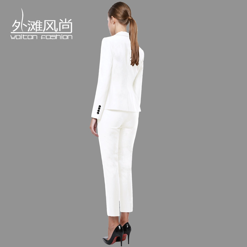 Bến Thượng Hải thời trang đầm chuyên nghiệp của phụ nữ mùa hè sửa chữa eo nhỏ eo quần trắng chín điểm quần quần phù hợp với 17.423