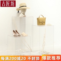 Clothing store display table Womens store middle booth Simple acrylic transparent Nakajima platform high and low water Taipei Europe