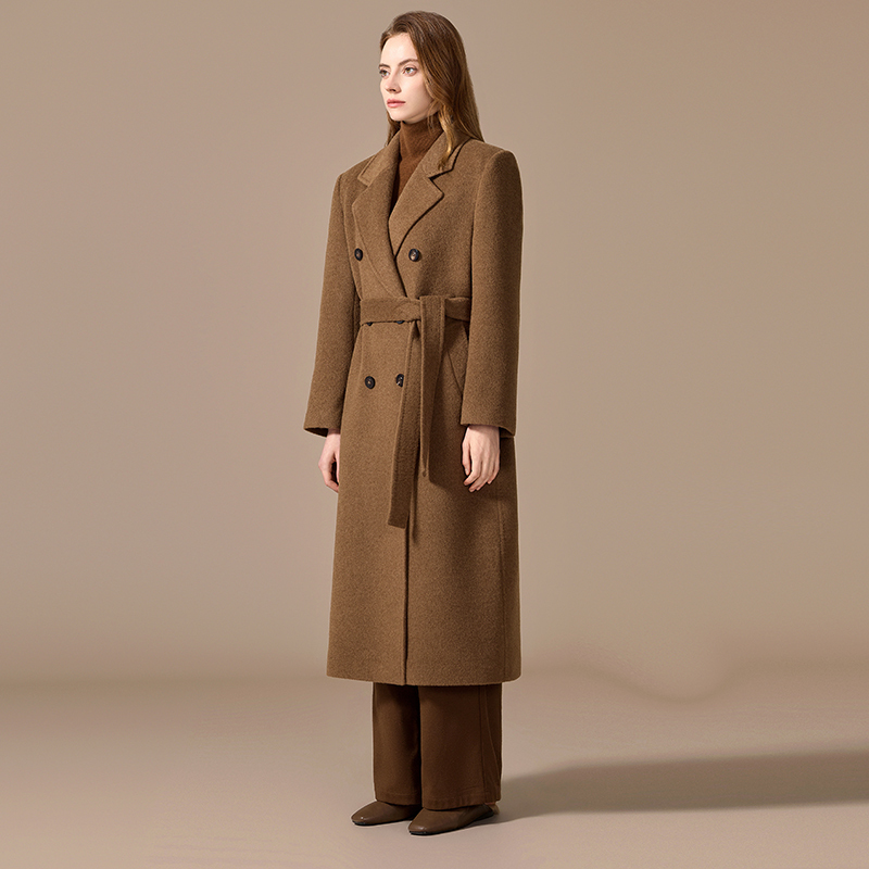 Lined with 100% Camel Wool, Women's Coat, 2024 Autumn and Winter New Style, Thick Mid-Length Woolen Coat with Shawl Lined with 100% Camel Wool, Women's Coat, 2024 Autumn and Winter New Style, Thick Mid-Length Woolen Coat with Shawl