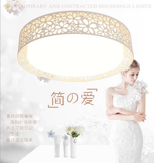 Modern minimal bedroom lamp circular ceiling lamp LED press lamp study intelligent translucent 50CM