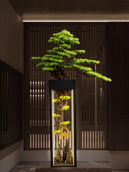 New Creative Artificial Welcoming Pine Bonsai Ornament with a Zen-Inspired Design for Living Room, Chinese-Style Hotel Entrance, Landscape Decoration, and Soft Furnishings