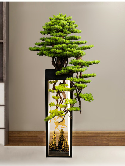 Artificial Welcoming Pine Tree, Fake Green Plant, Floor-Standing Ornament, Hotel Clubhouse Entrance Decoration, Pine Tree, Living Room, Arborvitae Soft Decoration