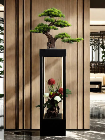 Simulated Welcoming Pine Tree Living Room Floor-Standing Ornament Fake Tree Bonsai Hotel Office Entrance Green Plant Decoration Opening Gift