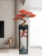 Artificial Plant Bonsai Red Maple Leaf Fake Tree New Chinese Style Decoration for Entrance, Hotel, Restaurant, Entryway, Flower Stand, Floor-Standing