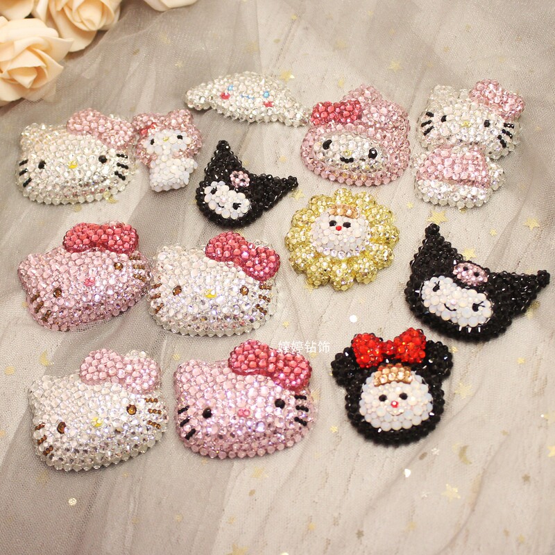 Hellokitty Rhinestone Phone Case DIY Accessories 3D Kt Cat My Melody Handmade Rhinestone Decorations