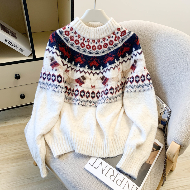 Fair Isle Stylish and Fashionable Christmas and New Year Pullover Sweater Autumn/Winter 2026 New Style Knitwear Top for Women
