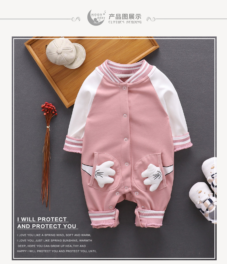 Quần áo trẻ em mùa xuân và mùa thu Quần áo trẻ em nam 0-3-6 tháng tuổi sơ sinh ra romper Bé gái quần áo trẻ em mùa thu - Áo liền quần body chip cho bé sơ sinh