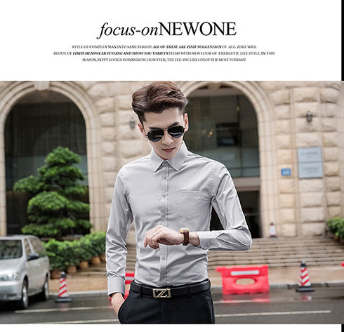 Váy mùa thu 2018 Áo sơ mi trắng nam dài tay Hàn Quốc Slim Solid Color Business Casual Tooling sơ mi đũi nam