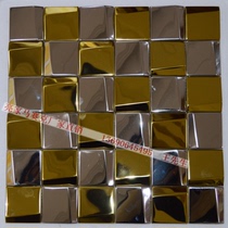 Metal stainless steel gold mirror mosaic TV puzzle parquet background wall sticker living room tile high and low puzzle new style