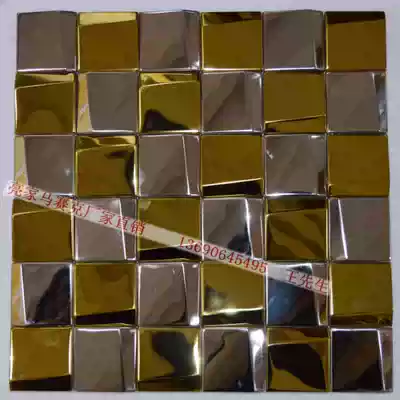 Simple modern metal stainless steel mosaic tile background wall porch mirror wire drawing high and low density wall tiles